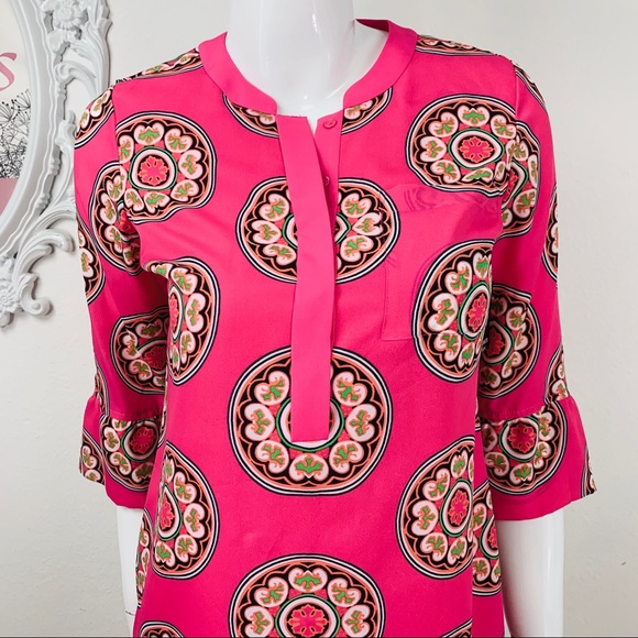 Crown & Ivy / Pink Green Orange Floral Circle - Picture 4 of 8